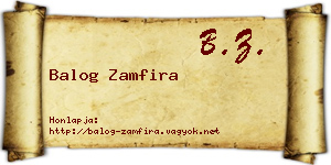 Balog Zamfira névjegykártya